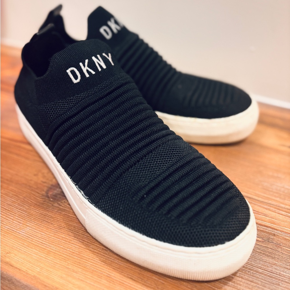 DKNY Black and White Slip-On Sneakers